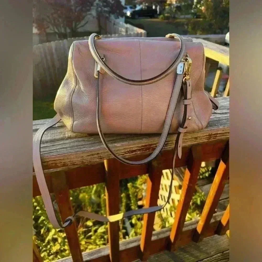 COACH 25169 MADISON MADELINE LEATHER SATCHEL LIGHT GRAY